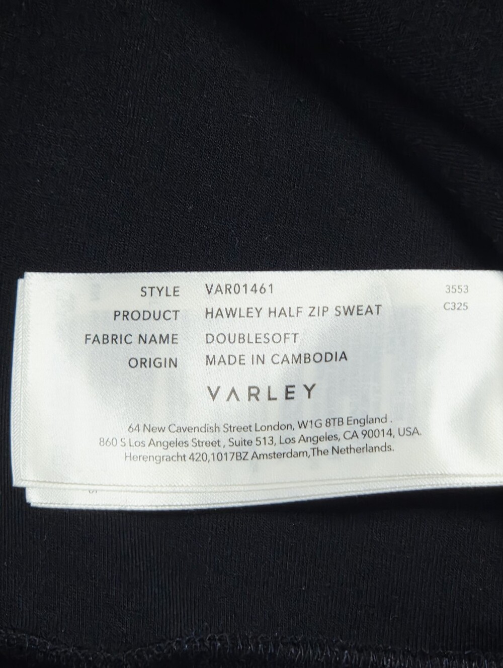 Varley Hawley Half Zip Sweatshirt Black Medium - Picture 8 of 9